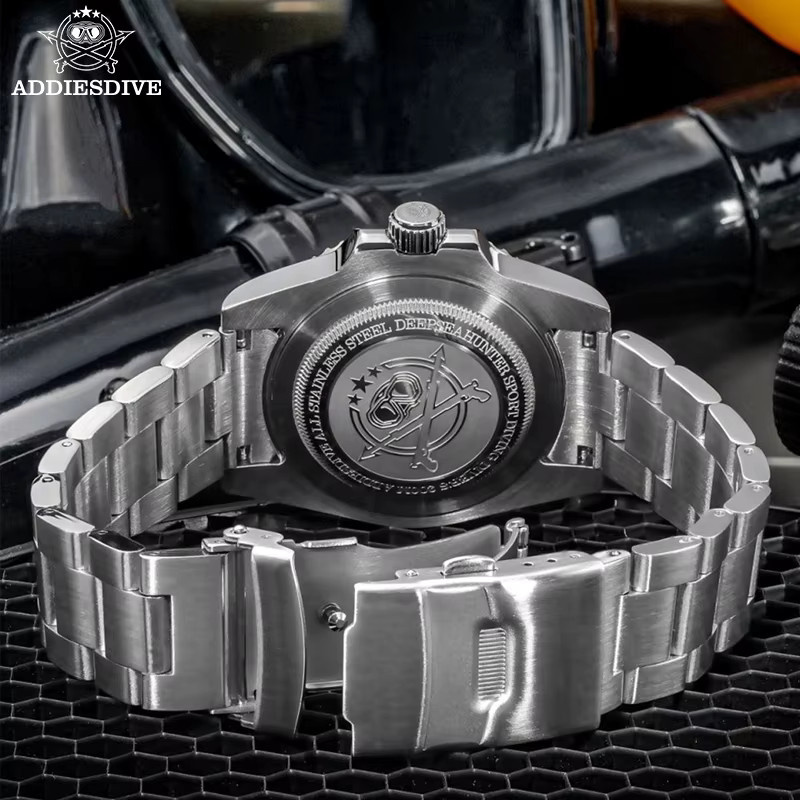 ADDIESDIVE Taucheruhr, Quarz, Edelstahl, Schwarz, Herren - Bild 6