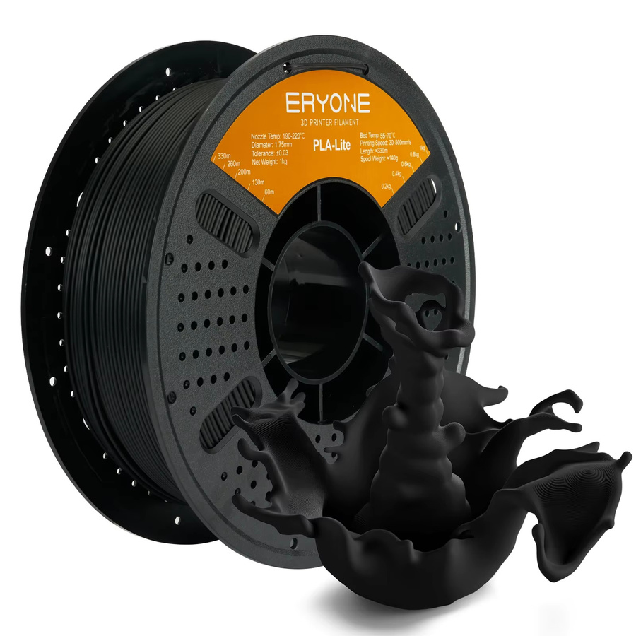 ERYONE PLA-Lite Filament 1,75mm für FDM 3D-Drucker, Matt, 10kg Großpackung (10 Spulen à 1kg), Farben: Grau und Schwarz - Bild 5