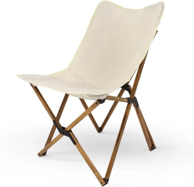 DELUKE Campingstuhl MILIA Faltbarer Klappstuhl aus Canvas-Gewebe in Creme, Belastbarkeit bis 120kg - Bild 1