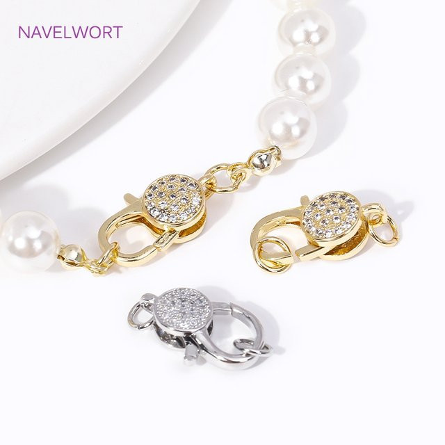Verschluss Lobster Clasps mit Zirkonia, 18K Gold Plated, DIY Schmuckzubehör - Bild 1