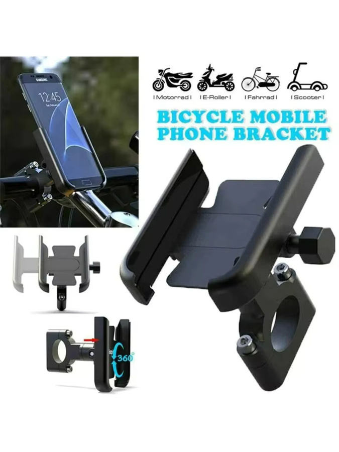 Verstellbarer Fahrrad Telefonhalter aus Aluminiumlegierung mit 360 Grad Rotation für GPS-Navigation, Schwarz - Bild 7