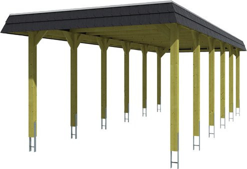 Skan Holz Carport Spessart in Nussbaum mit schwarzer Blende, B/T: 345 x 893 cm, Firsthöhe: 241 cm - Bild 3