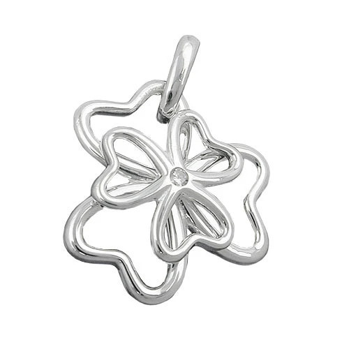SIGO Anhänger Kleeblatt, 925 Silber, Zirkonia, Unisex - Bild 1