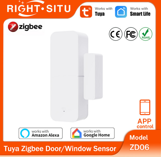 Tuya Zigbee 3.0 Tür-Fenster-Sensor in Weiß mit Smart Life App-Fernsteuerung für Alexa, Yandex, Zigbee2Mqtt und ZHA - Bild 1