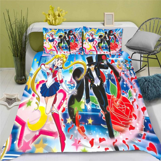 Sailor Moon 3D Anime Bettwäscheset aus Mikrofaser, 3-teilig, Multicolour, Bettbezug Breite: 155 cm, Länge: 220 cm - Bild 1