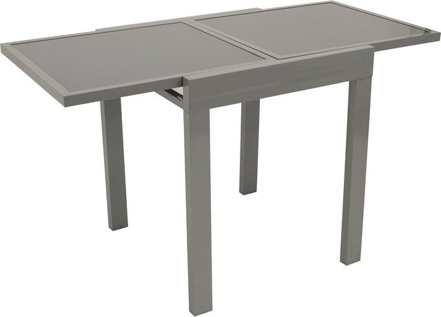 DEGAMO Balkon-Ausziehtisch AMALFI aus Aluminium und Glas in Silber und Grau, B/T/H: 65 x 65 x 130 cm - Bild 1