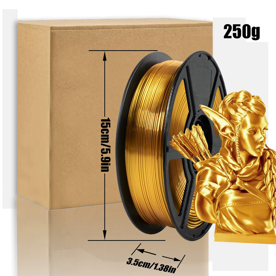 DINGSUN Seiden-PLA-Filament für FDM-3D-Drucker, Farbe: Gold, Durchmesser: 1,75 mm - Bild 3