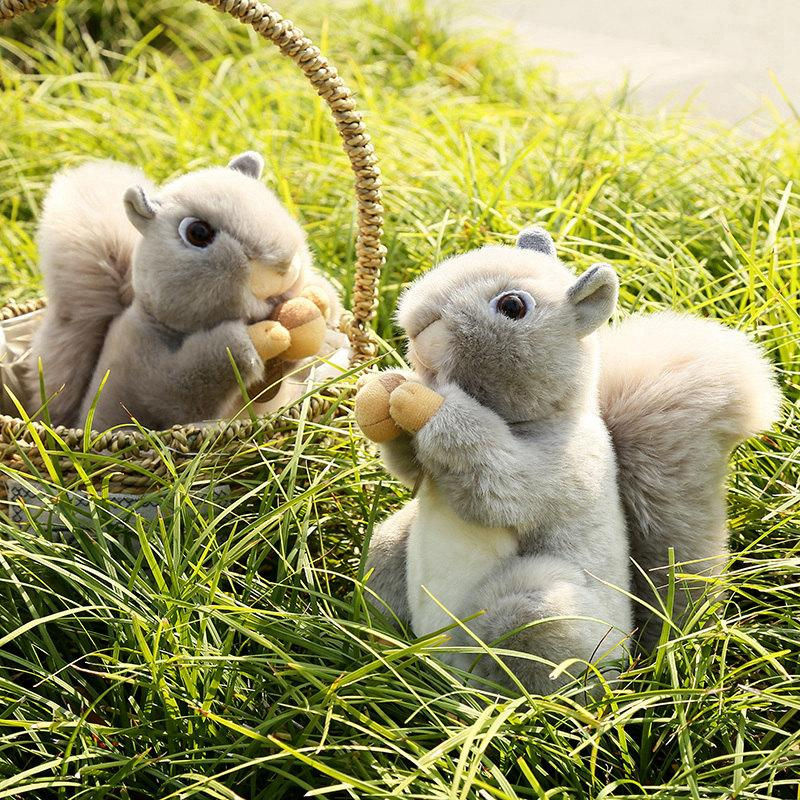 GDzaccly Lebensechtes Eichhörnchen-Plüschtier mit Haselnuss, Stofftier für Kinder, Höhe: 20 cm - Bild 4