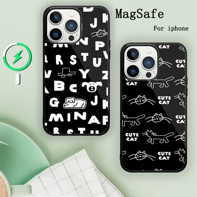 i-inapsquare Kunst Handyhülle mit Magnetfunktion für iPhone 11 12 13 14 15 Pro Max Mini XS XR Plus in Schwarz - Bild 1