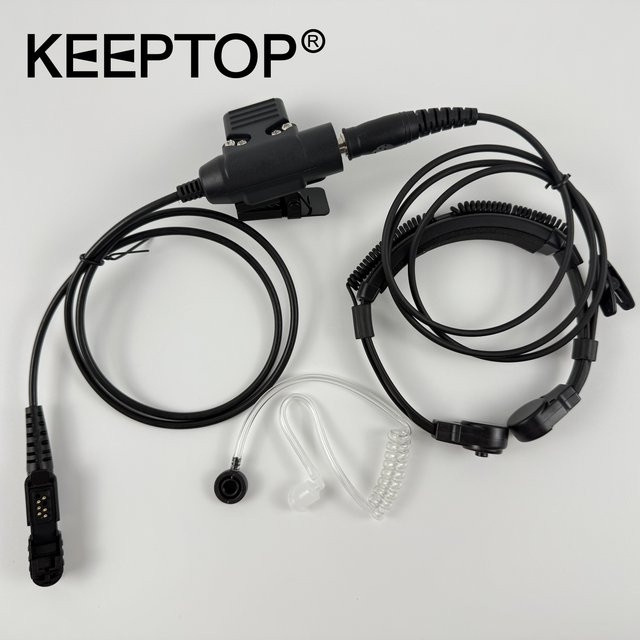Taktisches Heavy Duty U94 PTT Neck Throat Mic Lavalier Headset für Motorola XiR P6600 P6620 DP2400 DEP550 MTP3100 MTP3150 in Schwarz - Bild 1