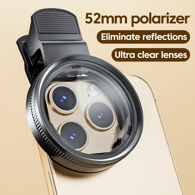 Elough CPL-Polarisator Linsenfilter mit Clip, 52 mm, Schwarz, antireflektierender HD-Filter für Fotografie - Bild 1