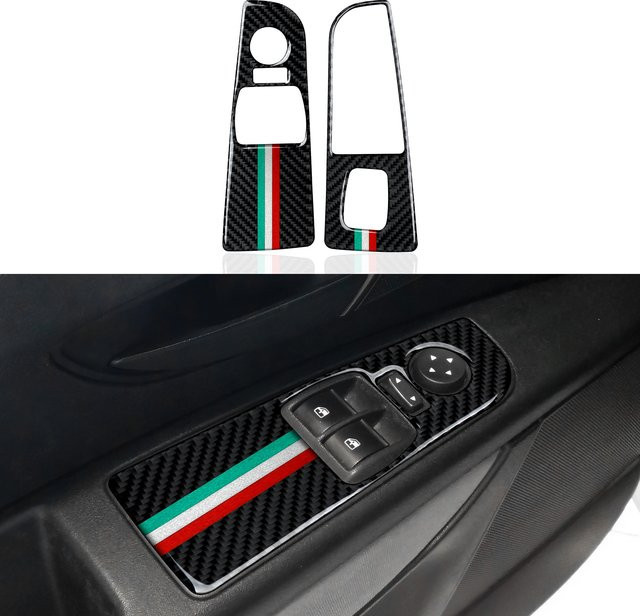 HENGYUESHANG Kohlefaser Innenaufkleber für das Fensterheber-Schalterpanel von Fiat Grande Punto 199 (2005-2009), Farbe: Schwarz - Bild 1