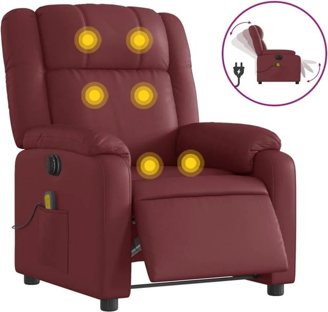vidaXL Elektrischer Massagesessel in Rot mit Kunstleder und Armlehnen - Bild 1