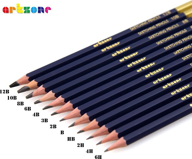 ARTZONE Professionelles Graphit-Bleistift-Set mit 12 Teilen, Stärken 6H-12B zum Zeichnen und Skizzieren - Bild 1