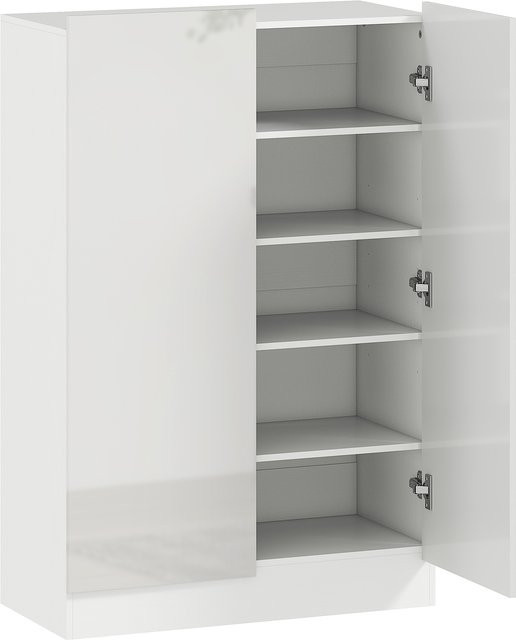 HOMCOM Schuhschrank in Hochglanzweiß mit Soft-Close-Funktion und Belüftungslöchern für 20 Paar Schuhe, B/T/H: 72 x 34,5 x 103 cm - Bild 1