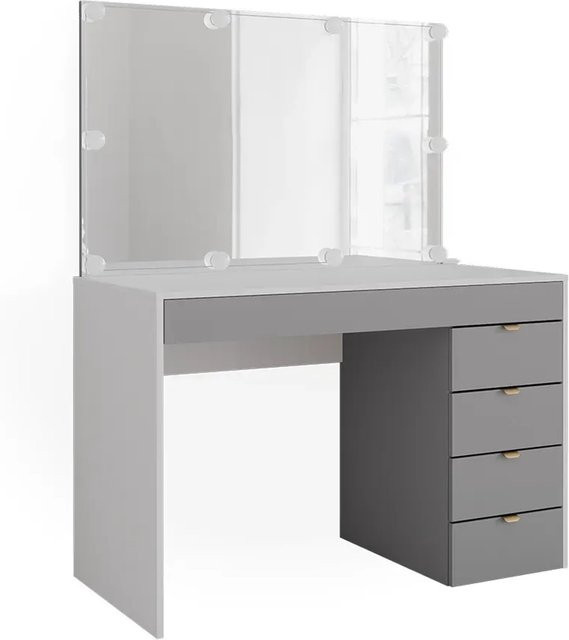 Vicco Schminktisch Elise modern in Weiß und Grau mit LED-Beleuchtung und Spiegel, Breite: 115 cm, Tiefe: 76 cm - Bild 2