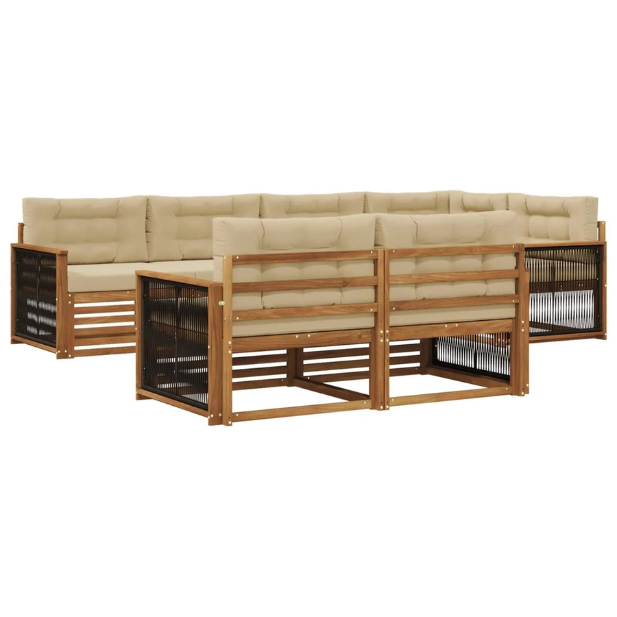 vidaXL Outdoor-Sofagarnitur aus Akazienholz mit Kissen in Natur und Beige - Bild 2