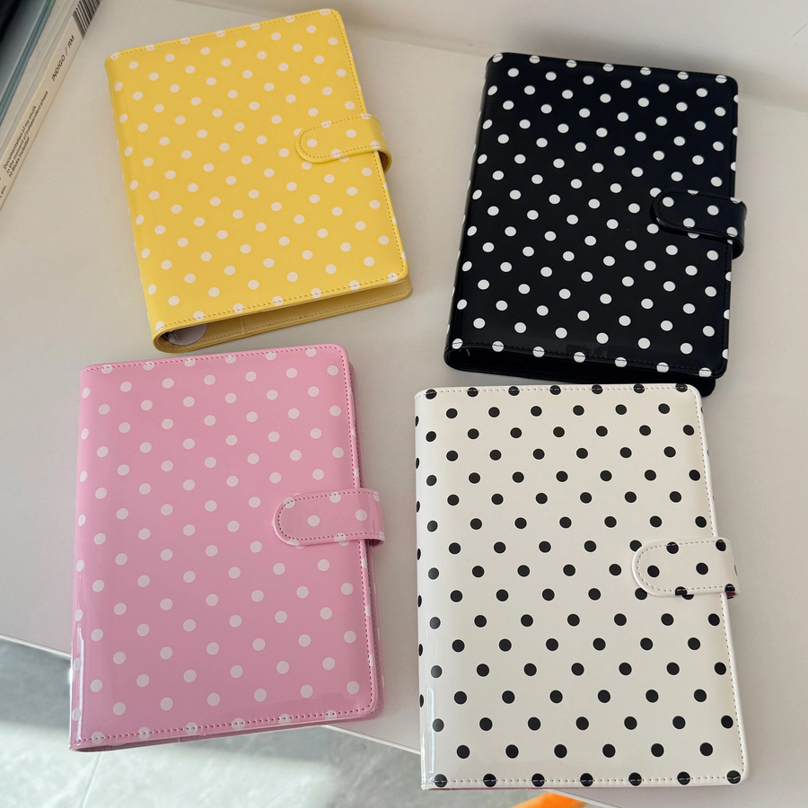 MINKYS Kpop Fotokarten-Sammelmappe mit Polka Dots aus PU-Leder im A5 Format - Bild 3