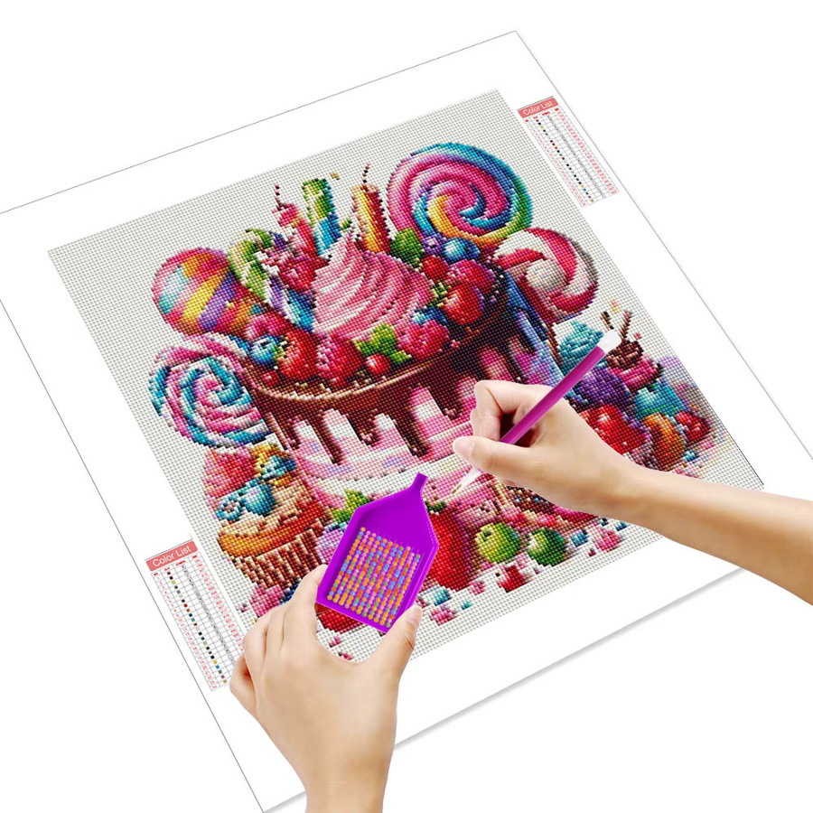 HUACAN Diamantmalerei Candyland Fantasy Kuchen Szene 5D DIY Diamant Stickerei Kit, Mehrfarbig - Bild 2