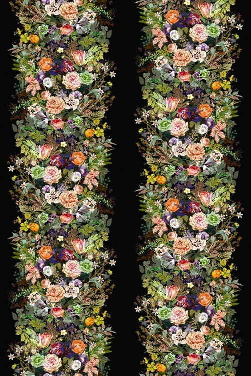 Rebel Walls Mural Flowerbed Wandtattoo in Schwarz und Multicolour im Vintage-Floral-Design - Bild 1