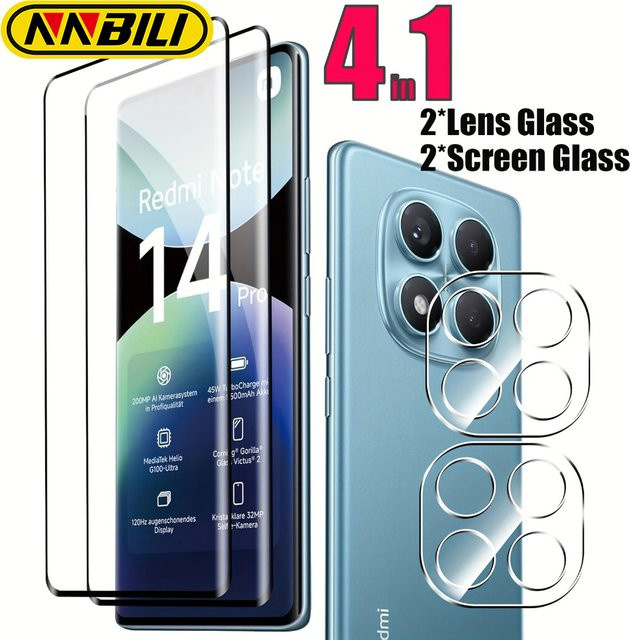 NNBILI 4 Stück Displayschutzfolie für Xiaomi Redmi Note 14 Pro 5G und Poco X7 5G/4G, 3D Full Coverage, 9H Härte, transparent - Bild 1