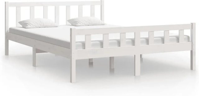 vidaXL Massivholzbett aus Kiefer in Weiß, B/T/H: 155,5 x 150 x 205,5 cm - Bild 1