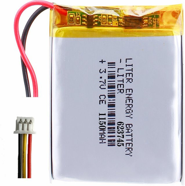 Wiederaufladbarer Lithium-Ionen Polymer-Akku für Babyphone, 3,7V 1150mAh, JST1.25mm-3p Anschluss, Silber - Bild 1