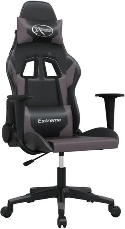 vidaxl Gamingstuhl mit Massagefunktion aus Kunstleder in Schwarz und Grau - Bild 1