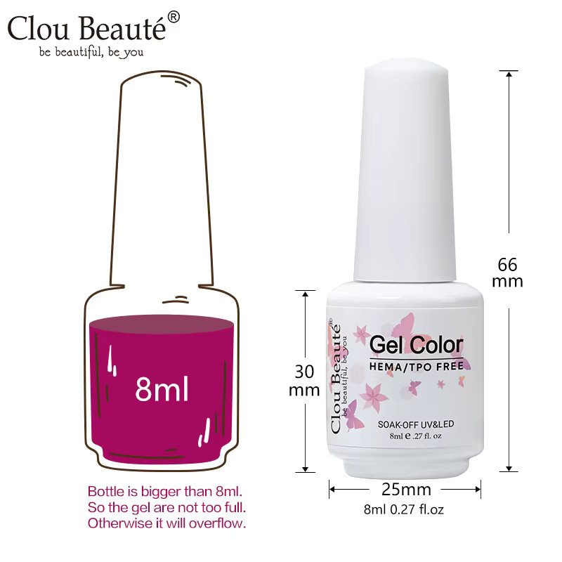 Clou Beaute ZH57 UV-Gel Nagellack Semi-Permanent, 6 Stück, Rot Kaffee Braun, Glänzend - Bild 3