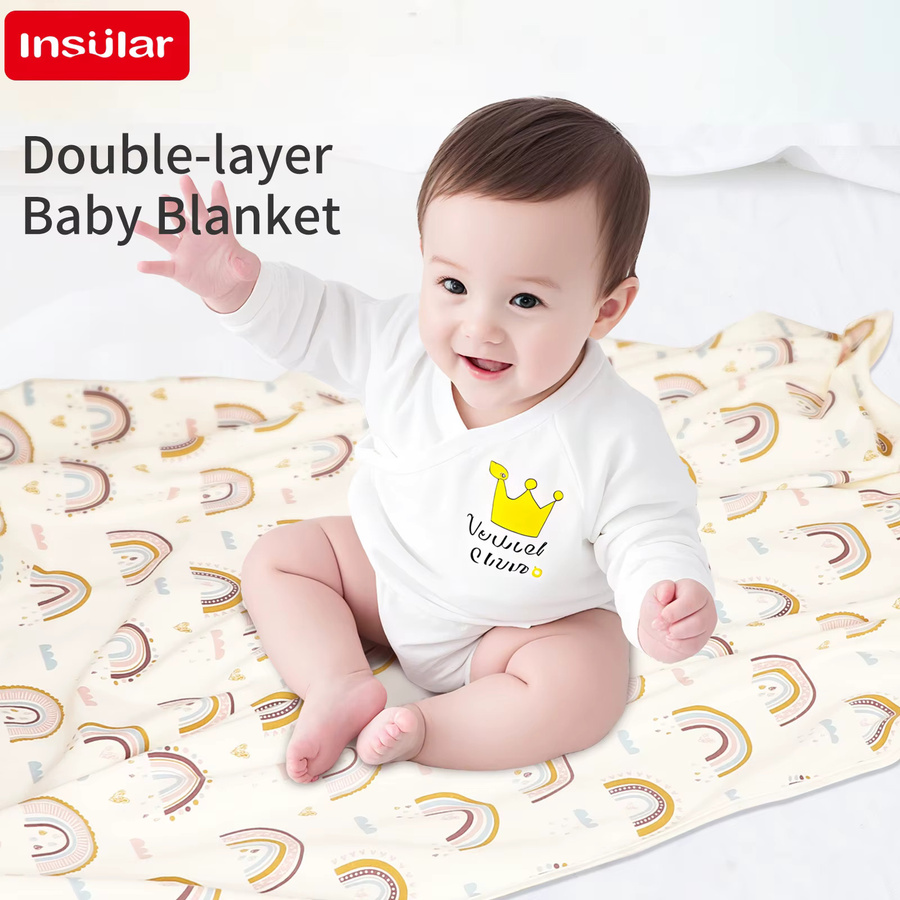 Weiche 2-lagige Babydecke aus 100% Baumwolle für Neugeborene, atmungsaktiv und hautfreundlich, B/H: 89 x 89 cm - Bild 1