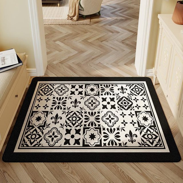 Nordischer Fußmatte Türvorleger aus Polyester, schwarz, B/T: 80 x 50 cm - Bild 1
