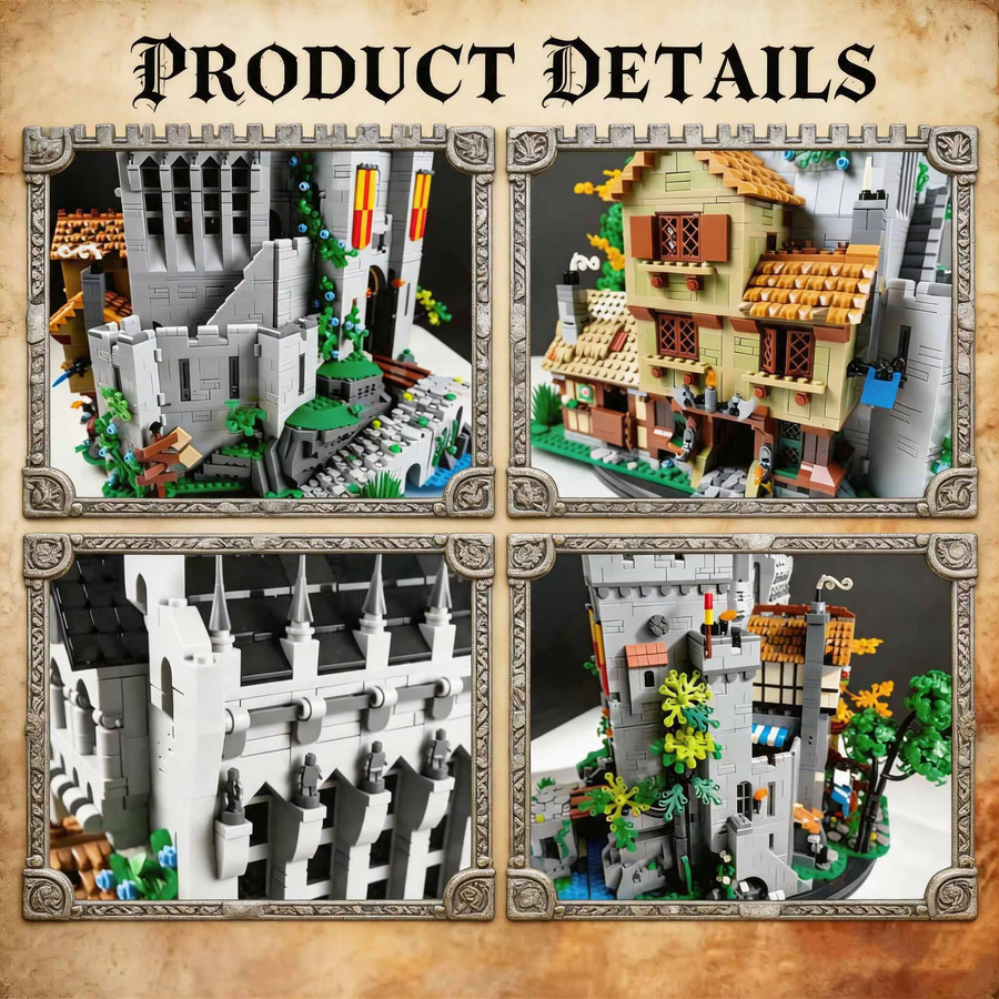 doinbby Löwenritter-Hochturm, Mittelalterliches Stadtansicht-Set, DIY-Bausatz, 9691 Teile, ab 14 Jahre - Bild 3