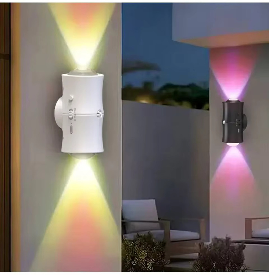 GGBEE LED-Wandleuchte mit Bewegungssensor und RGB-Beleuchtung, wiederaufladbar, magnetischer Doppelkopfstrahler in Weiß für Schlafzimmer, Flur und Treppen - Bild 4
