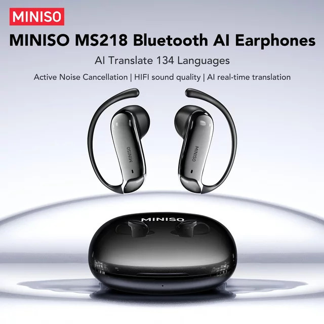 MINISO MS218 Sport-Funkkopfhörer in Schwarz mit KI-Übersetzer, HD-Stereo-Sound und Bluetooth In-Ear Earphones - Bild 1