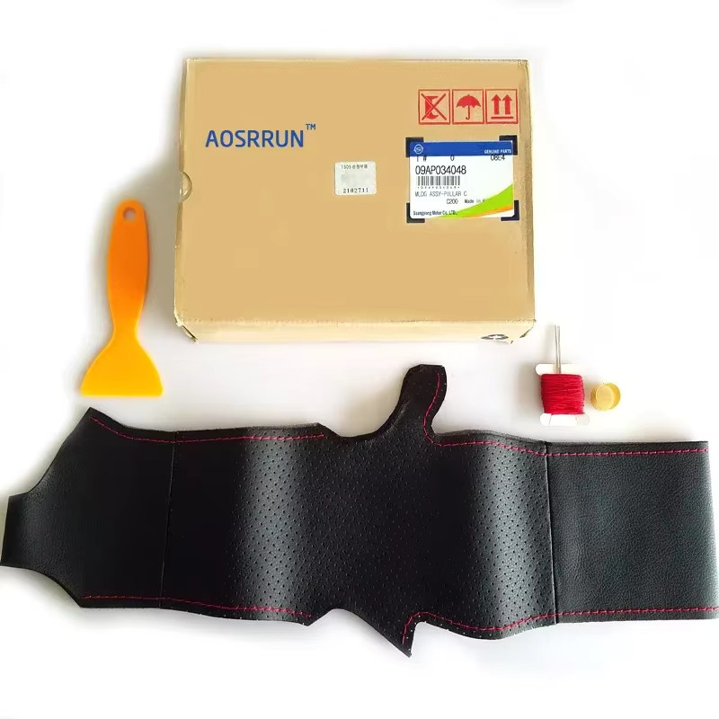 Handgenähte Echtleder Lenkradabdeckung in Schwarz für Suzuki SX4, Alto, Old Swift und Opel Agila - Bild 4