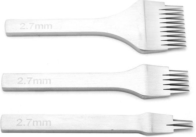 GoolRC Lochwerkzeug-Set aus Edelstahl für Lederhandwerk, Schnürstich-Meißel-Set in Silber und Weiß - Bild 1