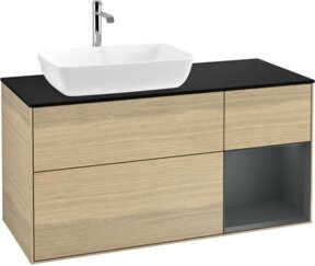 V&B Waschtischunterschrank Finion mit Wandbeleuchtung, Eiche lackiert, Beige, Breite: 120 cm, Tiefe: 50,1 cm, Höhe: 50,1 cm - Bild 1