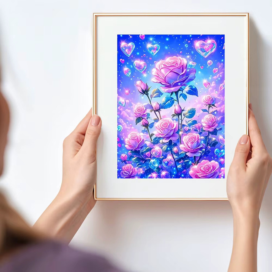 Huacan Diamond Painting Set Rosen-Herz Blumen Mosaik als handgemachtes Geschenk B/H: 30 x 20 cm - Bild 3