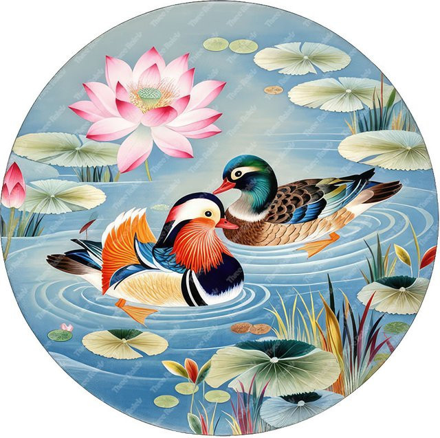 Three Ratels CFN189 Wandaufkleber mit Aquarell-Lotus-Motiv in Mehrfarbig, Botanisches Wandtattoo für deine Heimdekoration - Bild 1