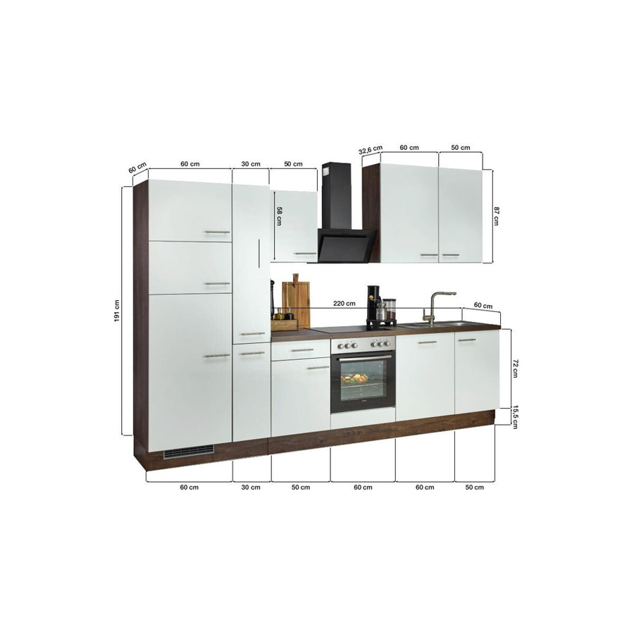 Küchenblock Impuls IP4050 in Weiß Hochglanz mit Schränken und Schubladen B/H/T: 310 x 235 x 60 cm - Bild 3