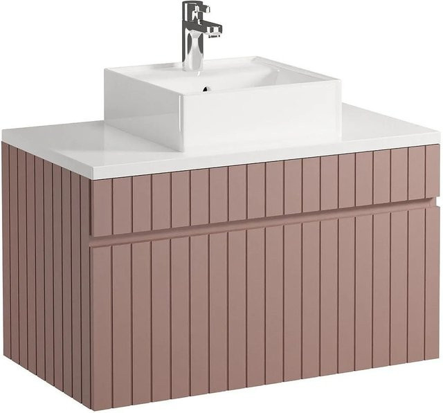 Vente-unique Einzelwaschtisch Satara in Puderrosa mit Streifen-Optik, Breite: 80 cm - Bild 1