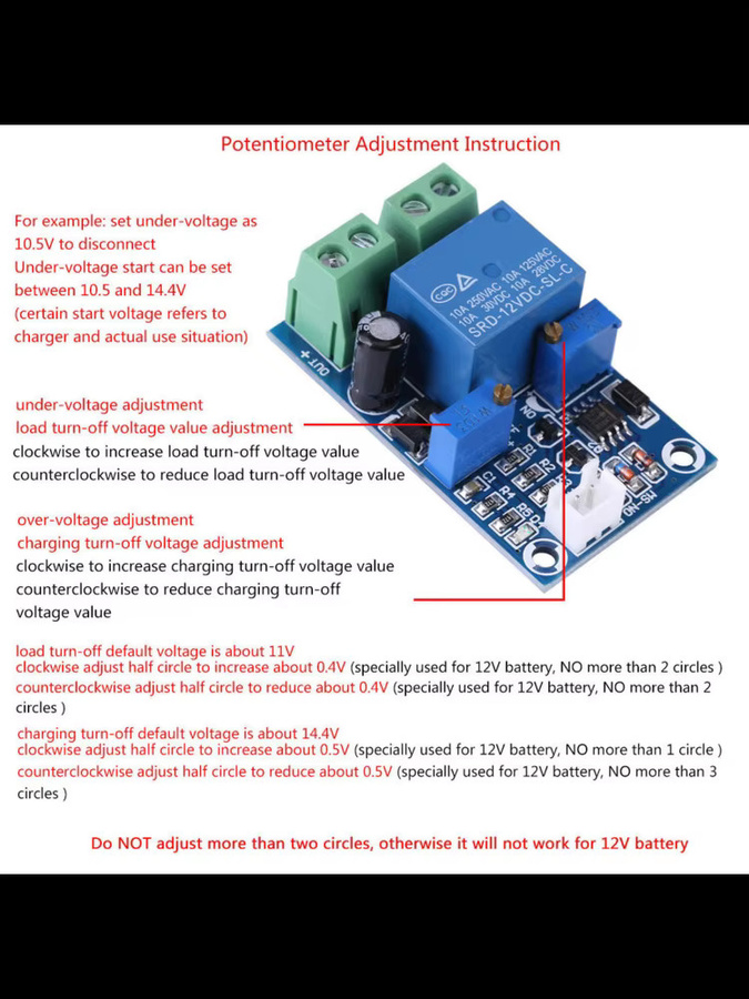 ESTINK 12V Batterie Niederspannung Abschaltung mit automatischem Ein-Wiederherstellungsmodul in Blau - Bild 4