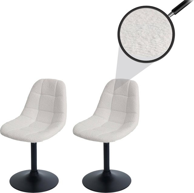 2er-Set MCW Esszimmerstuhl A60 Drehstuhl mit Stahlgestell und Bouclé-Stoff in Creme/Beige - Bild 1