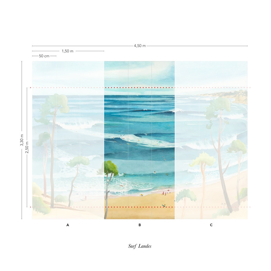Isidore Leroy Fototapete Panoramadesign Surf Landes in Blau und Gelb mit Naturmotiv - Bild 1