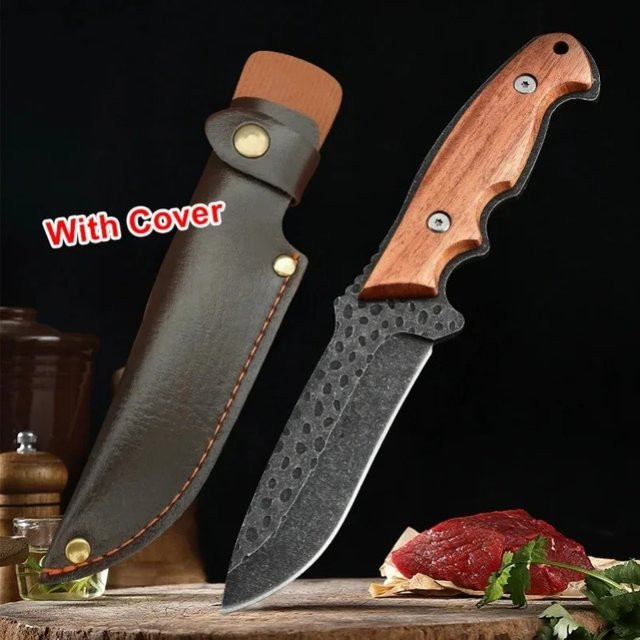 Handgeschmiedetes InLeung Küchen-Allzweckmesser mit Holzgriff und Scheide - Bild 1