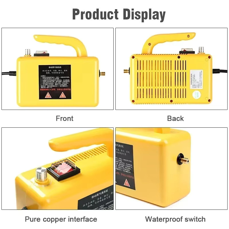 BALASHOV Handheld Dampfreiniger in Gelb mit 2600 W Hochtemperatur-Dampfstrahl zur Sterilisation für Zuhause, Auto und Küche - Bild 3