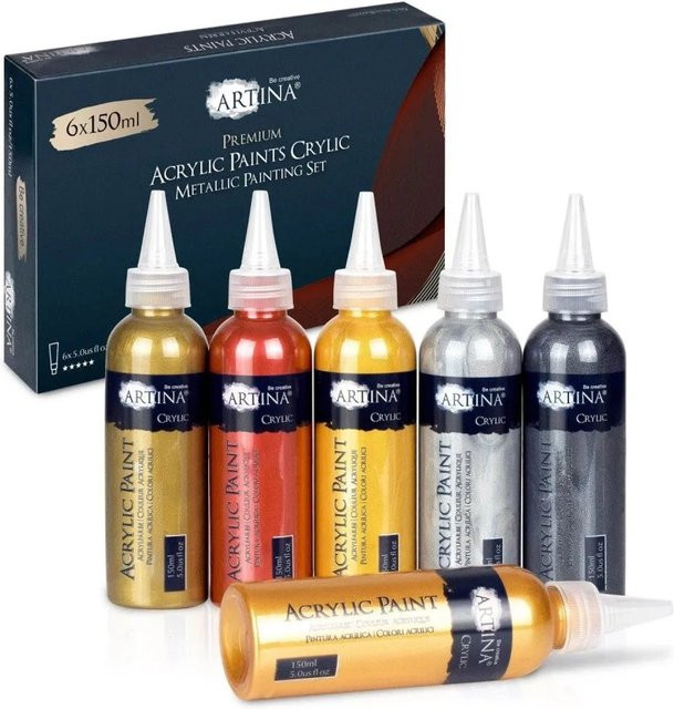 Artina Metallic Acrylfarbenset Multicolor, 6 x 150 ml - Bild 1
