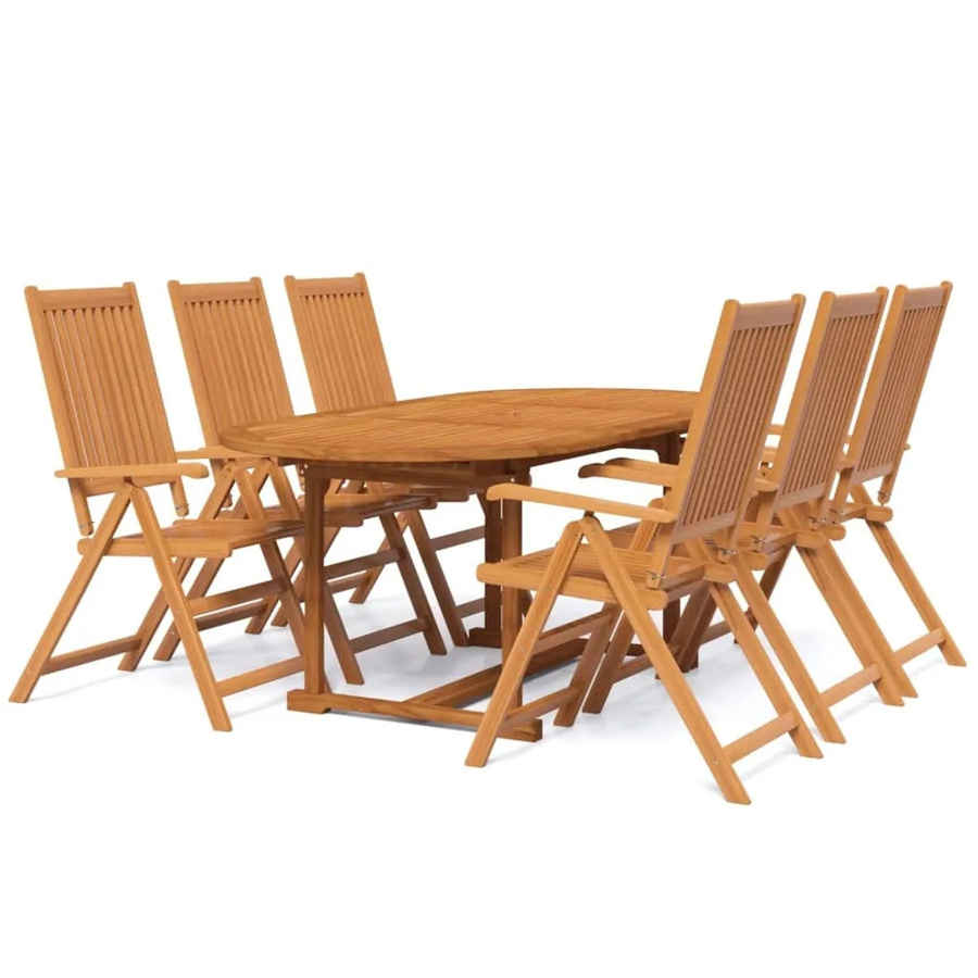 vidaXL 7-tlg Garten-Essgruppe aus Akazien-Massivholz Modell 21, Braun, ausziehbar - Bild 2