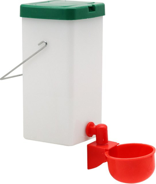 MODUODUO Automatischer Tränker für Geflügel mit roter Wasserschale, 1000 ml - Bild 1
