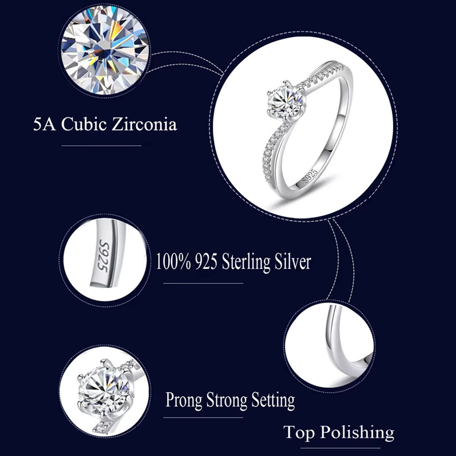 CWWZircons Ringe, 925 Silber, Zirkonia, Damen - Bild 6